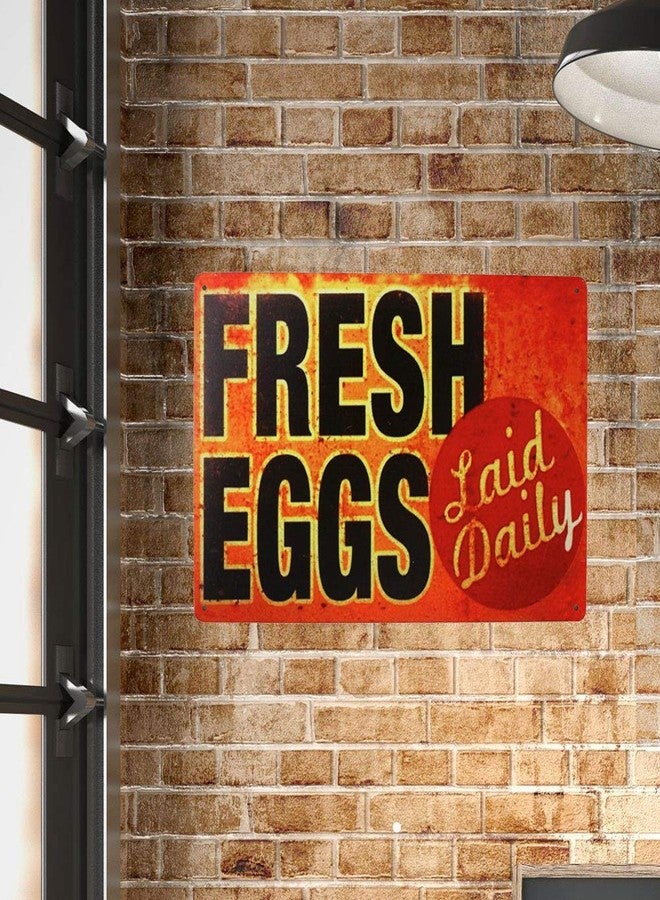 SUMIK Fresh Eggs Metal Tin Sign, Vintage Art Poster Plaque Store Kitchen Home Wall Decor - Image 2